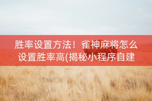 胜率设置方法！雀神麻将怎么设置胜率高(揭秘小程序自建房怎么赢)