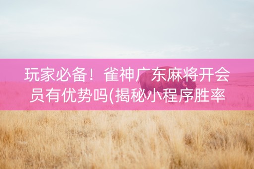 玩家必备！雀神广东麻将开会员有优势吗(揭秘小程序胜率到哪调)