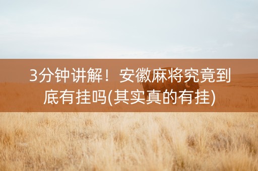 3分钟讲解！安徽麻将究竟到底有挂吗(其实真的有挂)