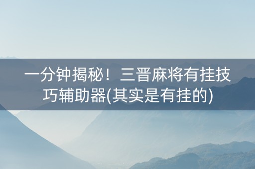 一分钟揭秘！三晋麻将有挂技巧辅助器(其实是有挂的)