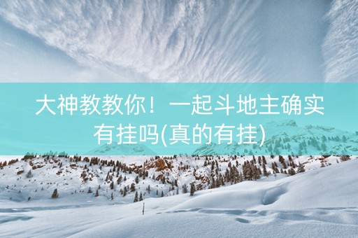 大神教教你！一起斗地主确实有挂吗(真的有挂)