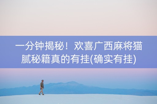 一分钟揭秘！欢喜广西麻将猫腻秘籍真的有挂(确实有挂)