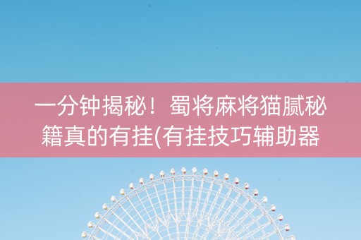 一分钟揭秘！蜀将麻将猫腻秘籍真的有挂(有挂技巧辅助器)