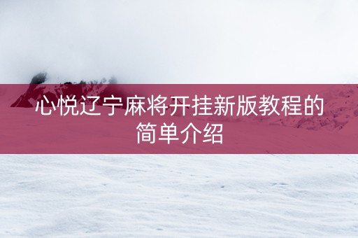 心悦辽宁麻将开挂新版教程的简单介绍