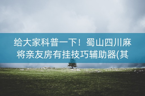 给大家科普一下！蜀山四川麻将亲友房有挂技巧辅助器(其实真的有挂)