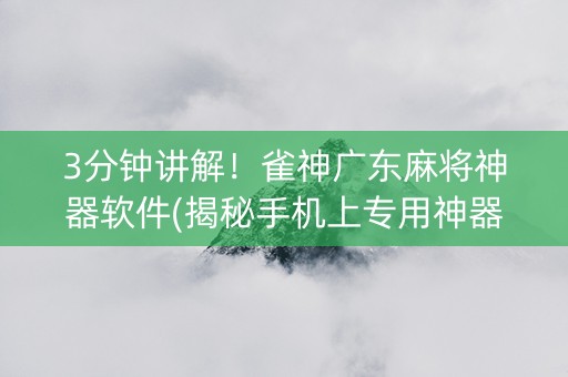3分钟讲解！雀神广东麻将神器软件(揭秘手机上专用神器下载)