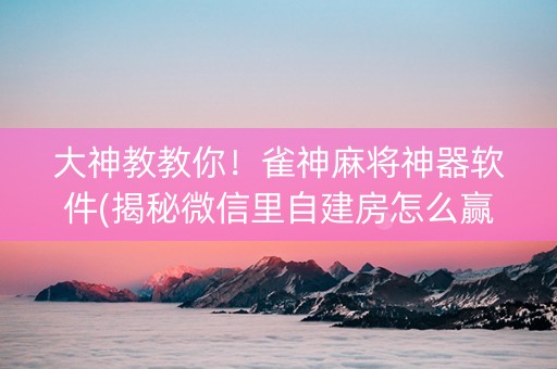 大神教教你！雀神麻将神器软件(揭秘微信里自建房怎么赢)