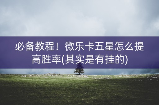 必备教程！微乐卡五星怎么提高胜率(其实是有挂的)