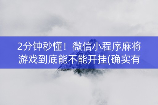 2分钟秒懂！微信小程序麻将游戏到底能不能开挂(确实有挂)