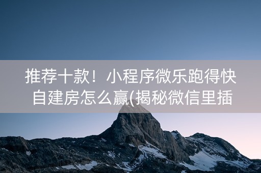 推荐十款！小程序微乐跑得快自建房怎么赢(揭秘微信里插件免费)