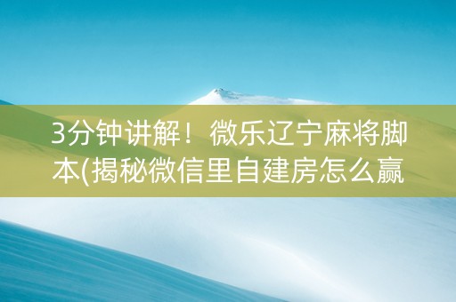 3分钟讲解！微乐辽宁麻将脚本(揭秘微信里自建房怎么赢)