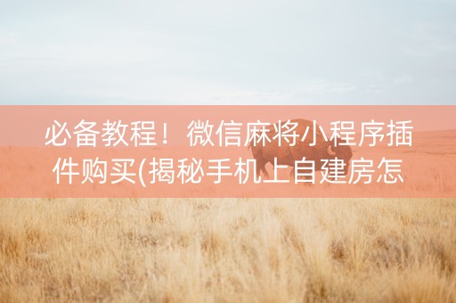 必备教程！微信麻将小程序插件购买(揭秘手机上自建房怎么赢)