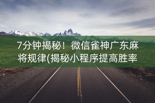 7分钟揭秘！微信雀神广东麻将规律(揭秘小程序提高胜率)