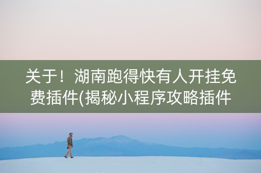 关于！湖南跑得快有人开挂免费插件(揭秘小程序攻略插件)