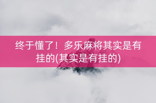 终于懂了！多乐麻将其实是有挂的(其实是有挂的)