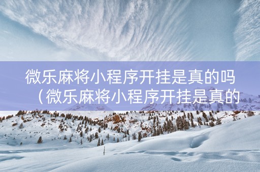 微乐麻将小程序开挂是真的吗（微乐麻将小程序开挂是真的吗吗）