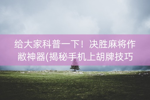 给大家科普一下！决胜麻将作敝神器(揭秘手机上胡牌技巧)