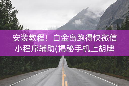 安装教程！白金岛跑得快微信小程序辅助(揭秘手机上胡牌神器)
