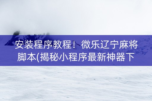 安装程序教程！微乐辽宁麻将脚本(揭秘小程序最新神器下载)