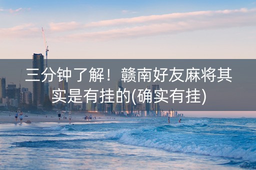 三分钟了解！赣南好友麻将其实是有挂的(确实有挂)