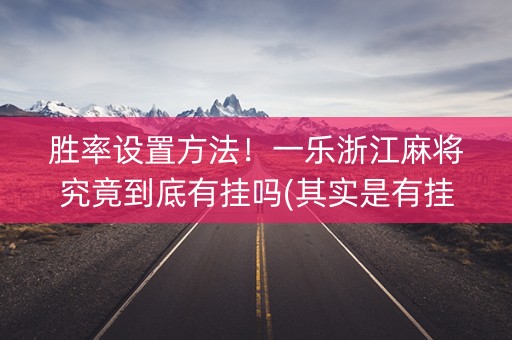 胜率设置方法！一乐浙江麻将究竟到底有挂吗(其实是有挂的)