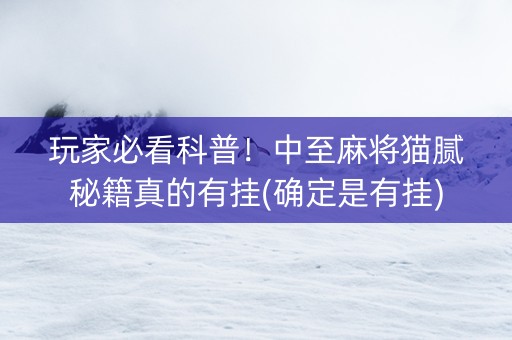 玩家必看科普！中至麻将猫腻秘籍真的有挂(确定是有挂)