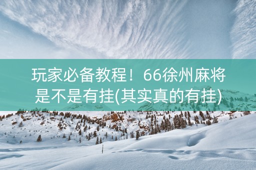 玩家必备教程！66徐州麻将是不是有挂(其实真的有挂)