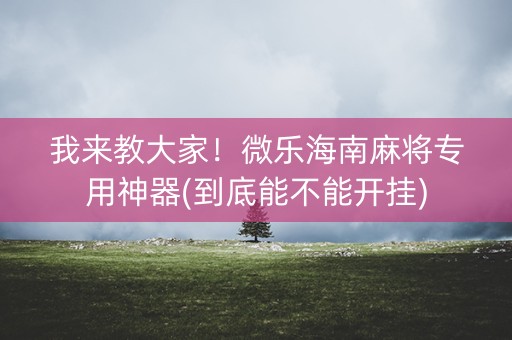 我来教大家！微乐海南麻将专用神器(到底能不能开挂)