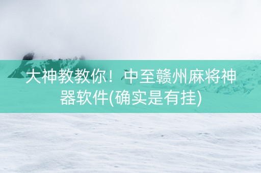 大神教教你！中至赣州麻将神器软件(确实是有挂)