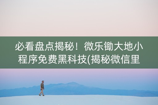 必看盘点揭秘！微乐锄大地小程序免费黑科技(揭秘微信里提高赢的概率)