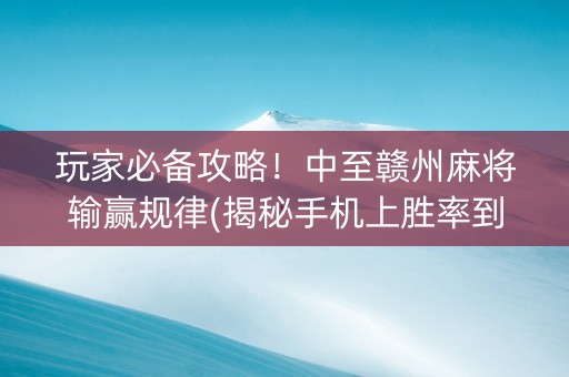 玩家必备攻略！中至赣州麻将输赢规律(揭秘手机上胜率到哪调)