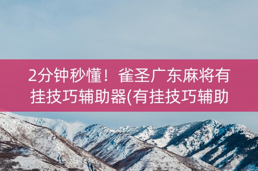 2分钟秒懂！雀圣广东麻将有挂技巧辅助器(有挂技巧辅助器)