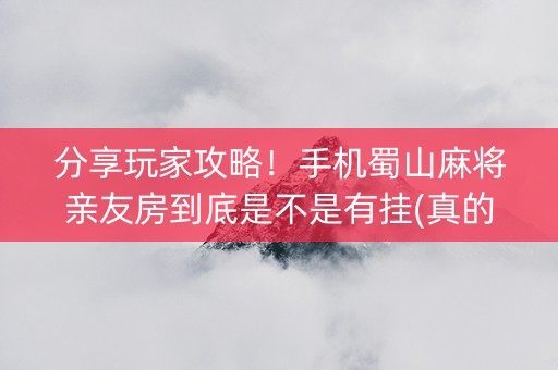 分享玩家攻略！手机蜀山麻将亲友房到底是不是有挂(真的确实是有挂)
