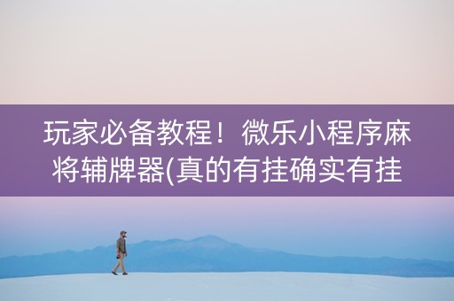 玩家必备教程！微乐小程序麻将辅牌器(真的有挂确实有挂)