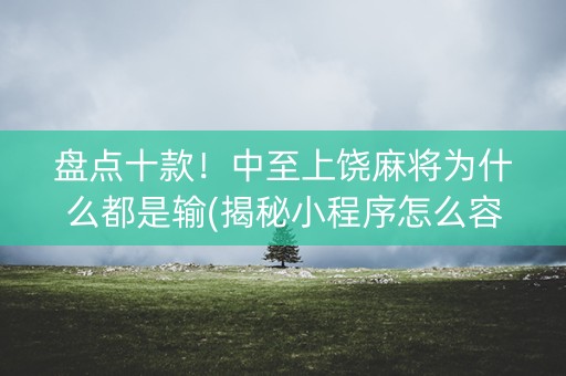 盘点十款！中至上饶麻将为什么都是输(揭秘小程序怎么容易赢)