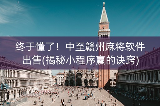 终于懂了！中至赣州麻将软件出售(揭秘小程序赢的诀窍)