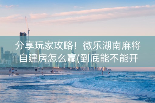 分享玩家攻略！微乐湖南麻将自建房怎么赢(到底能不能开挂)