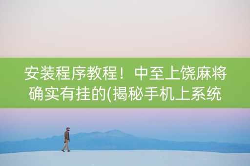 安装程序教程！中至上饶麻将确实有挂的(揭秘手机上系统发好牌)