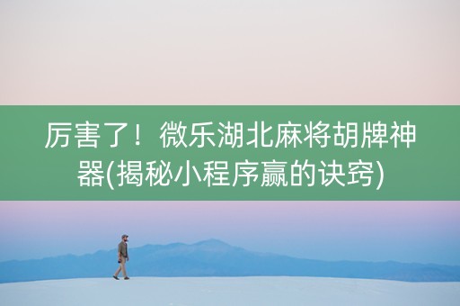 厉害了！微乐湖北麻将胡牌神器(揭秘小程序赢的诀窍)
