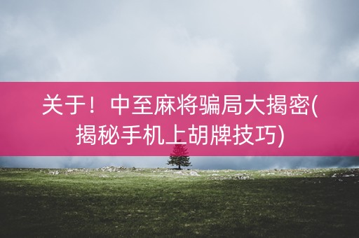 关于！中至麻将骗局大揭密(揭秘手机上胡牌技巧)