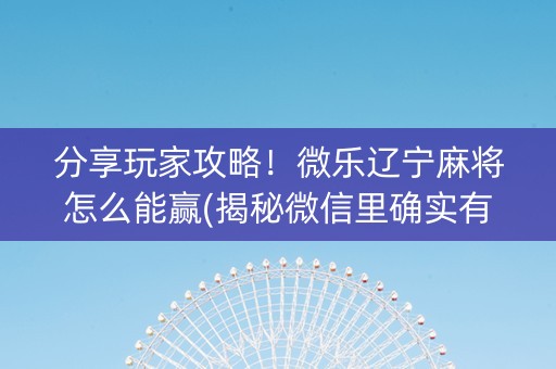 分享玩家攻略！微乐辽宁麻将怎么能赢(揭秘微信里确实有猫腻)