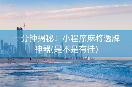 一分钟揭秘！小程序麻将透牌神器(是不是有挂)