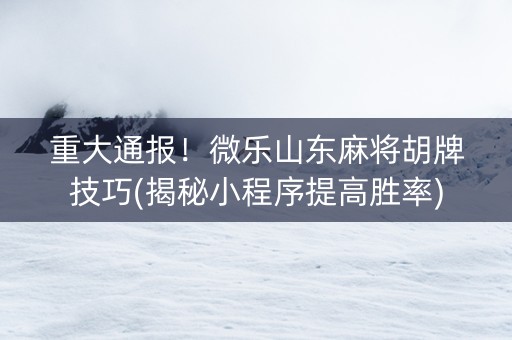 重大通报！微乐山东麻将胡牌技巧(揭秘小程序提高胜率)