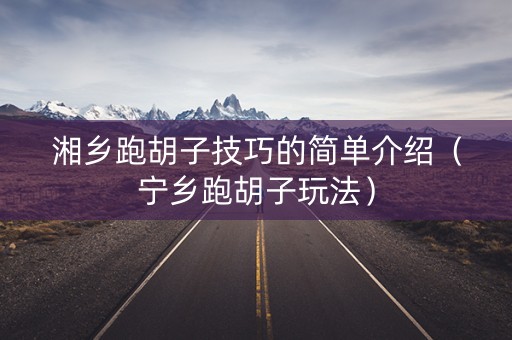 湘乡跑胡子技巧的简单介绍（宁乡跑胡子玩法）