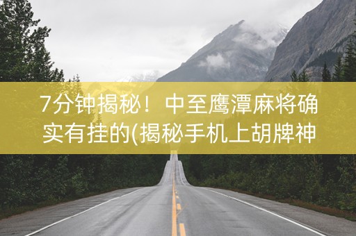7分钟揭秘！中至鹰潭麻将确实有挂的(揭秘手机上胡牌神器)