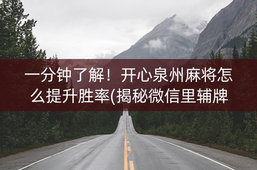一分钟了解！开心泉州麻将怎么提升胜率(揭秘微信里辅牌器)