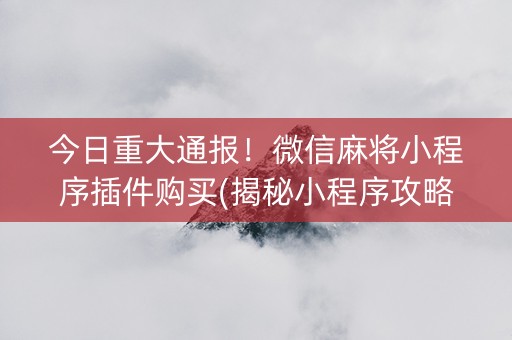 今日重大通报！微信麻将小程序插件购买(揭秘小程序攻略插件)