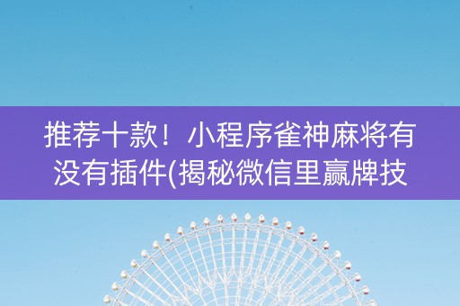 推荐十款！小程序雀神麻将有没有插件(揭秘微信里赢牌技巧)