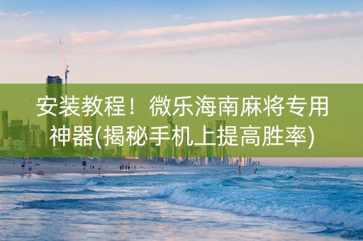 安装教程！微乐海南麻将专用神器(揭秘手机上提高胜率)