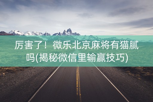 厉害了！微乐北京麻将有猫腻吗(揭秘微信里输赢技巧)
